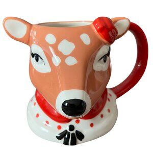 Threshold Deer Mug with Red Handle – Novelty Ceramic Animal Mug, Holiday Coffee